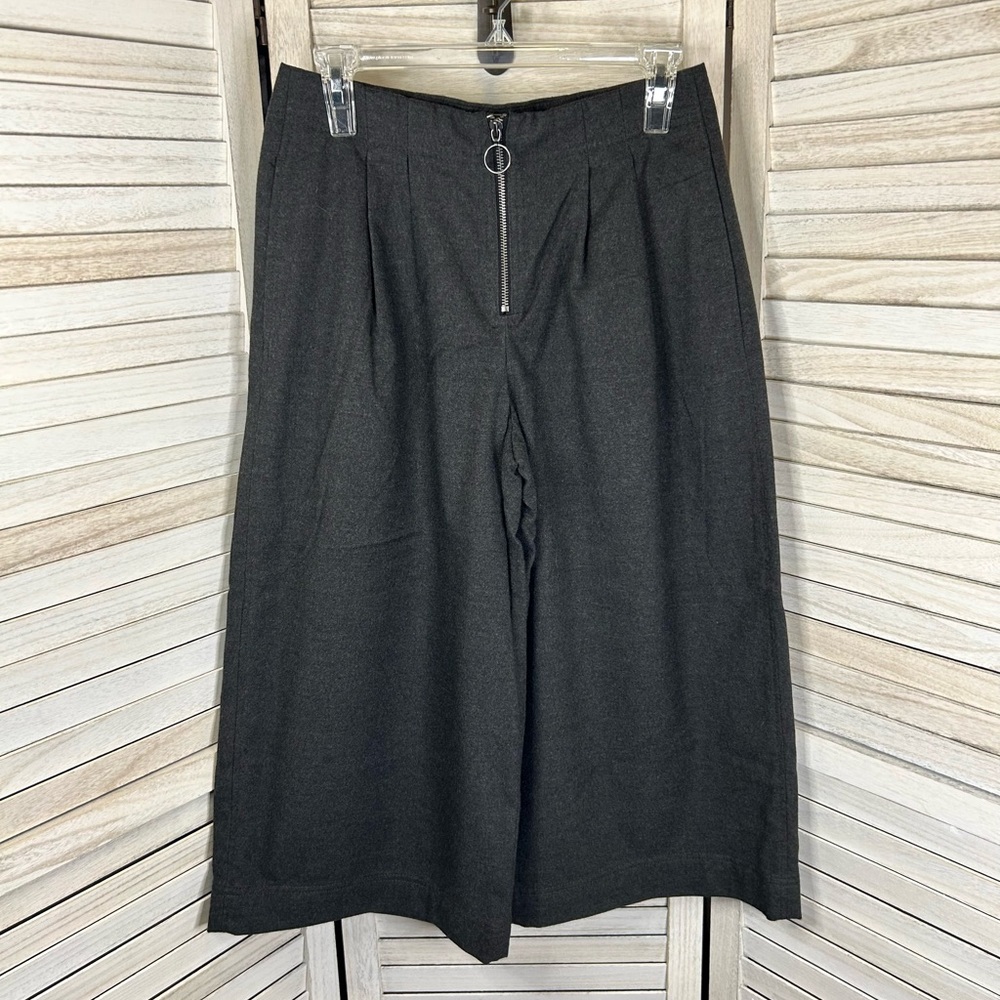 Gap Preppy Business Casual High Rise Wide Leg Cropped Pants Charcoal Gray 4
